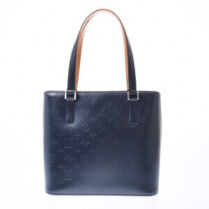 LOUIS VUITTON Monogram Matte Stockton Blue Leather Handbag
